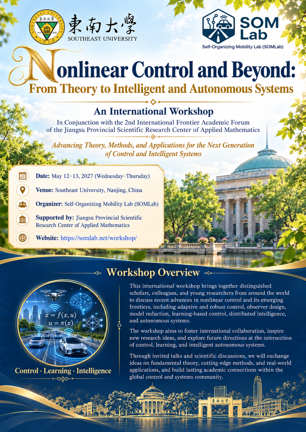 International Workshop — Nonlinear Control and Beyond: From Theory to Intelligent and Autonomous Systems